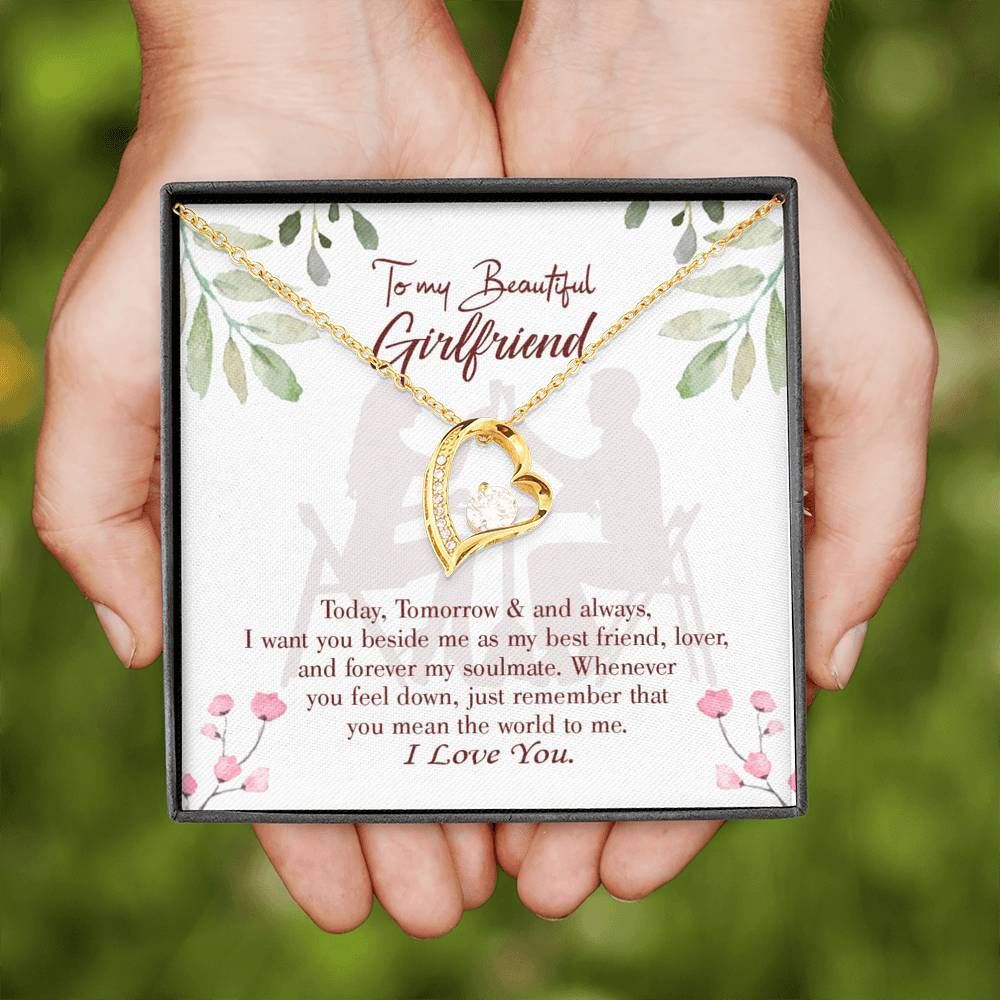 You Mean The World To Me Gift For Girlfriend Forever Love Necklace