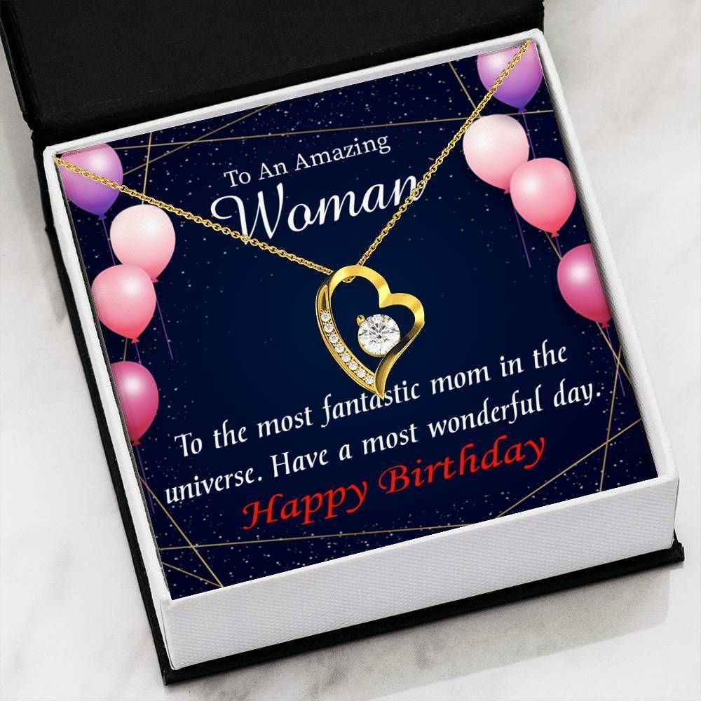 Have A Most Wonderful Day 18K Gold Forever Love Necklace Gift For Mom