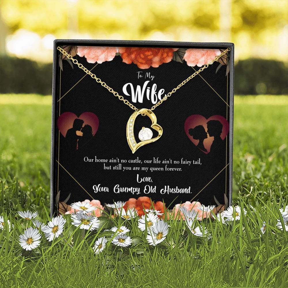 Gift For Wife You Are My Queen Forever 18K Gold Forever Love Necklace