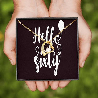 Hello Sixty Birthday 18K Gold Forever Love Necklace Gift For Women Forever Love Necklace Forever Love Necklace