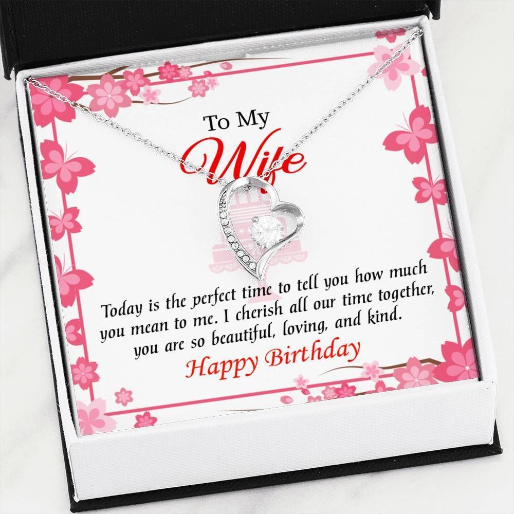 Gift For Wife Today Is The Perfect Time 14K White Gold Forever Love Necklace