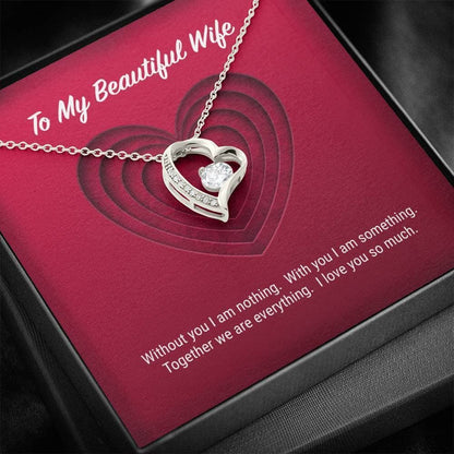 14k White Gold Forever Love Necklace Gift For Wife Together We're Everything