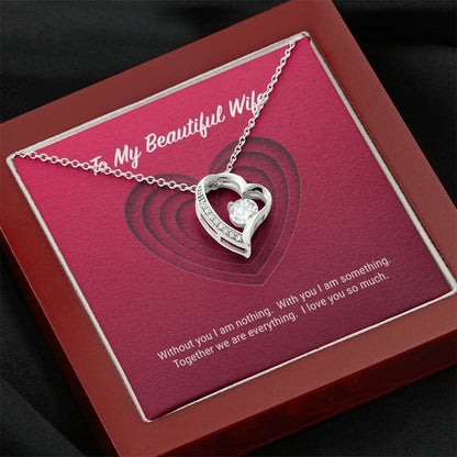 14k White Gold Forever Love Necklace Gift For Wife Together We're Everything