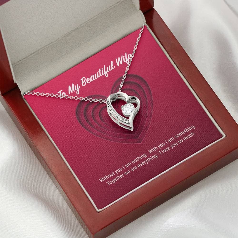 14k White Gold Forever Love Necklace Gift For Wife Together We're Everything