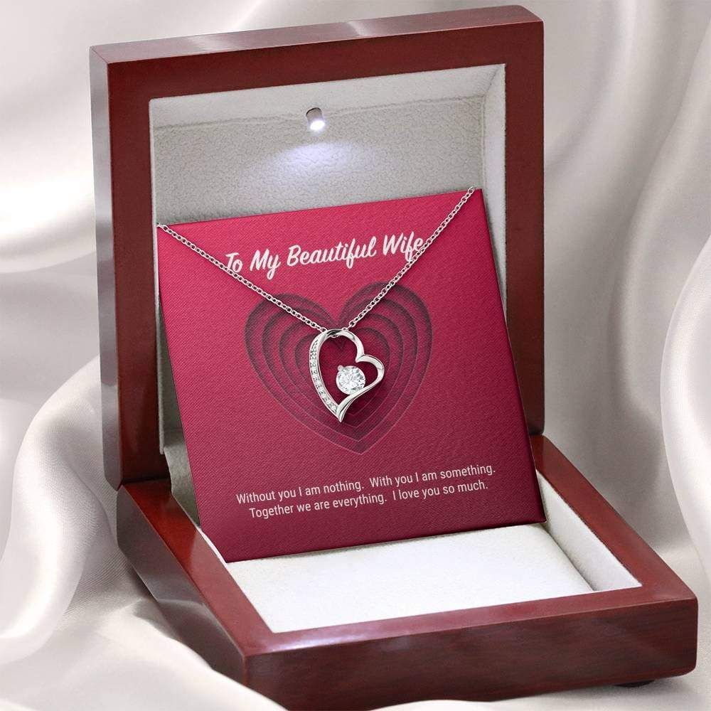 14k White Gold Forever Love Necklace Gift For Wife Together We're Everything