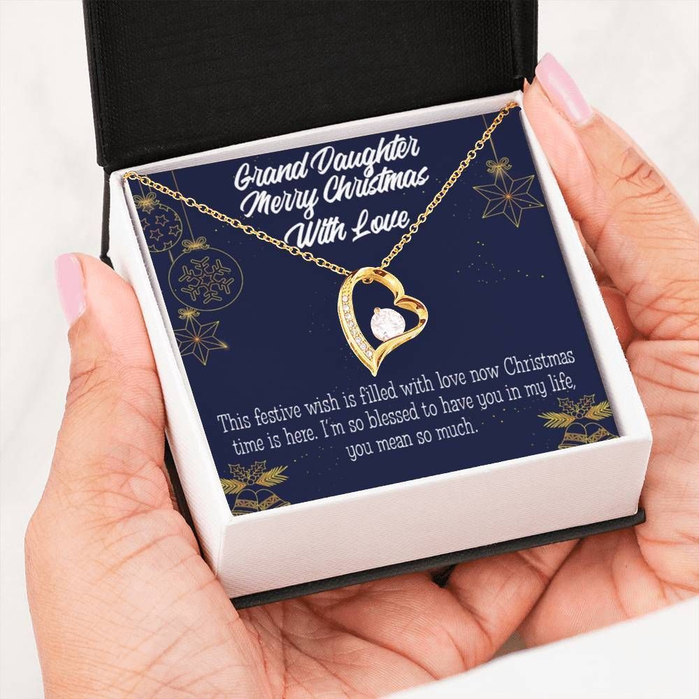 18k Gold Forever Love Necklace Gift For Granddaughter Merry Christmas With Love