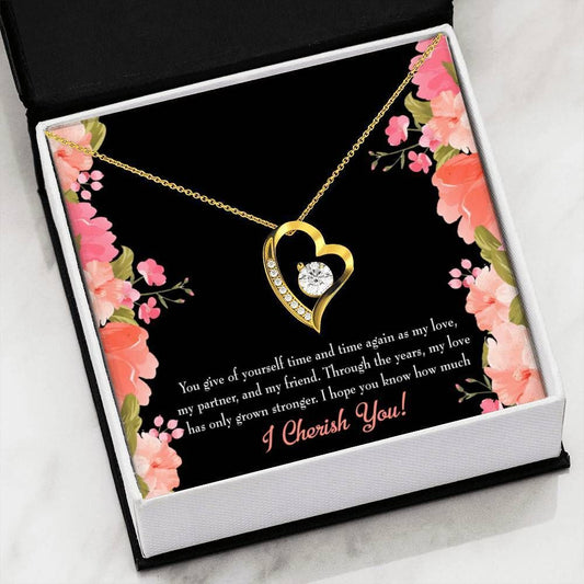 18K Gold Forever Love Necklace Gift For Fiancee Cherish You Forever Love Necklace Forever Love Necklace