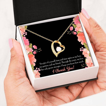 18K Gold Forever Love Necklace Gift For Fiancee Cherish You Forever Love Necklace Forever Love Necklace