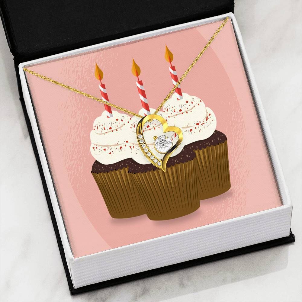 Birthday Cup Cakes 18K Gold Forever Love Necklace Gift For Women Forever Love Necklace Forever Love Necklace