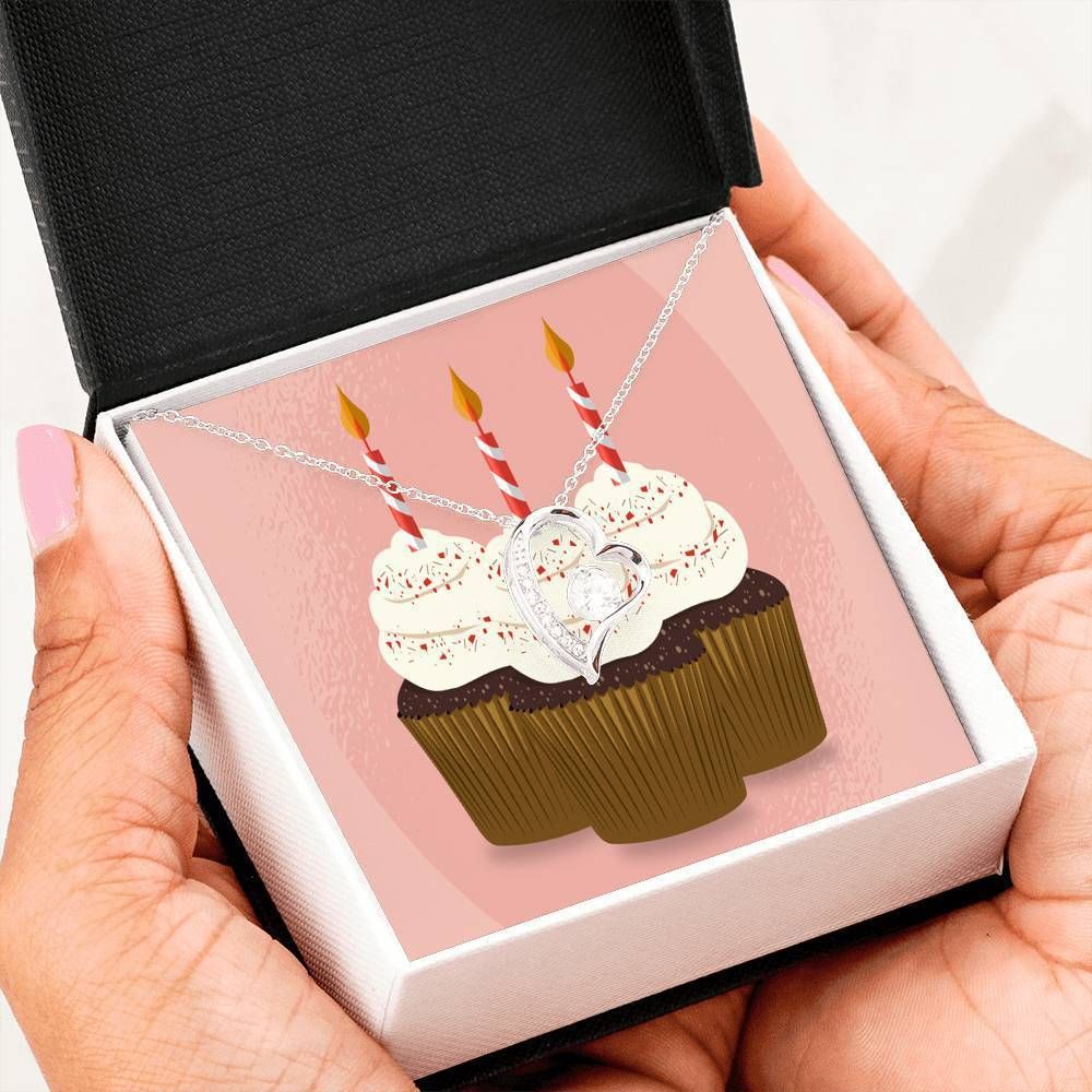 Birthday Cup Cakes 18K Gold Forever Love Necklace Gift For Women Forever Love Necklace Forever Love Necklace