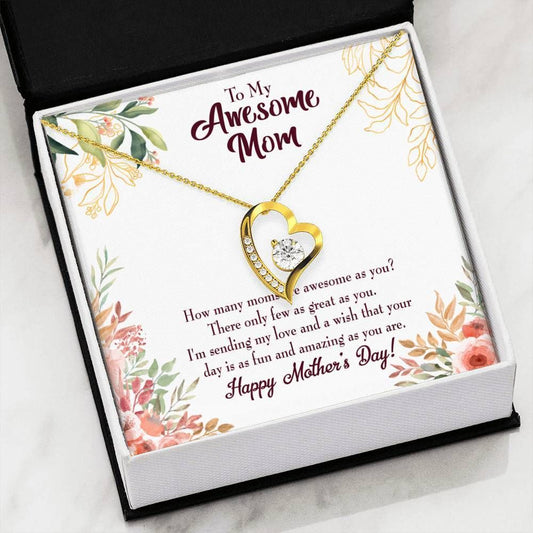 Happy Mother's Day Gift For Awesome Mom 18K Gold Forever Love Necklace