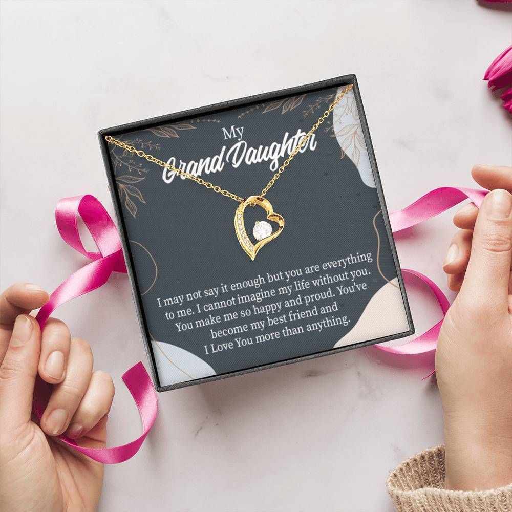 18K Gold Forever Love Necklace Gift For Granddaughter You Make Me Happy Forever Love Necklace Forever Love Necklace