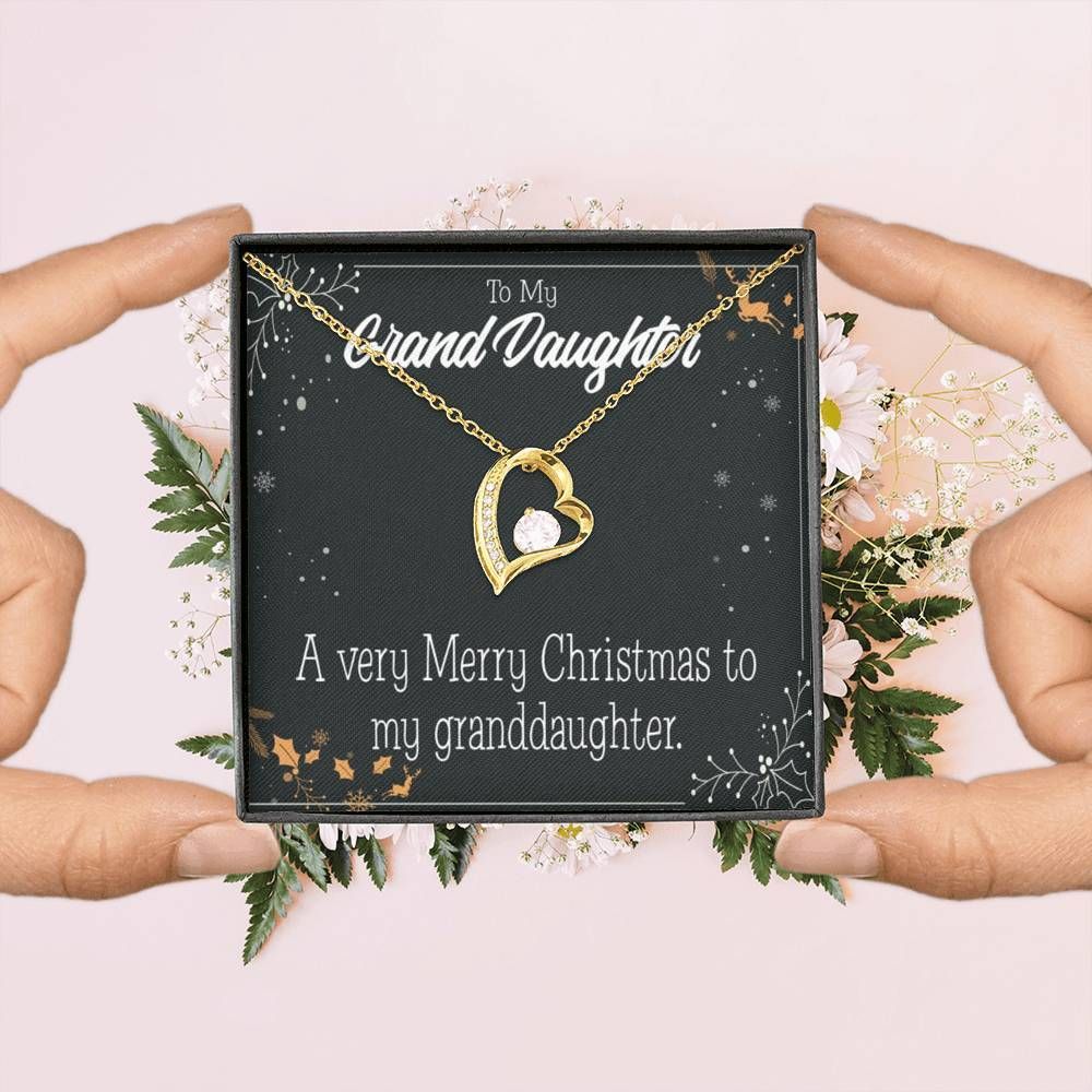 A Very Merry Christmas To My Granddaughter Gift For Granddaughter 18k Gold Forever Love Necklace