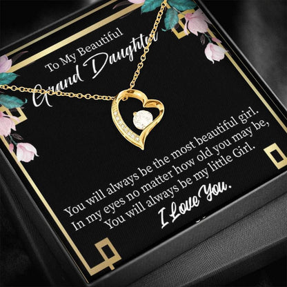 18K Gold Forever Love Necklace Gift For Granddaughter Always Little Girl Forever Love Necklace Forever Love Necklace