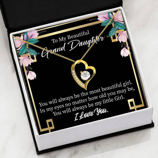 18K Gold Forever Love Necklace Gift For Granddaughter Always Little Girl Forever Love Necklace Forever Love Necklace