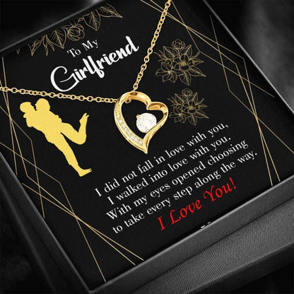 Girlfriend Birthday Gift Walked Into Love 18k White Gold Forever Love Necklace