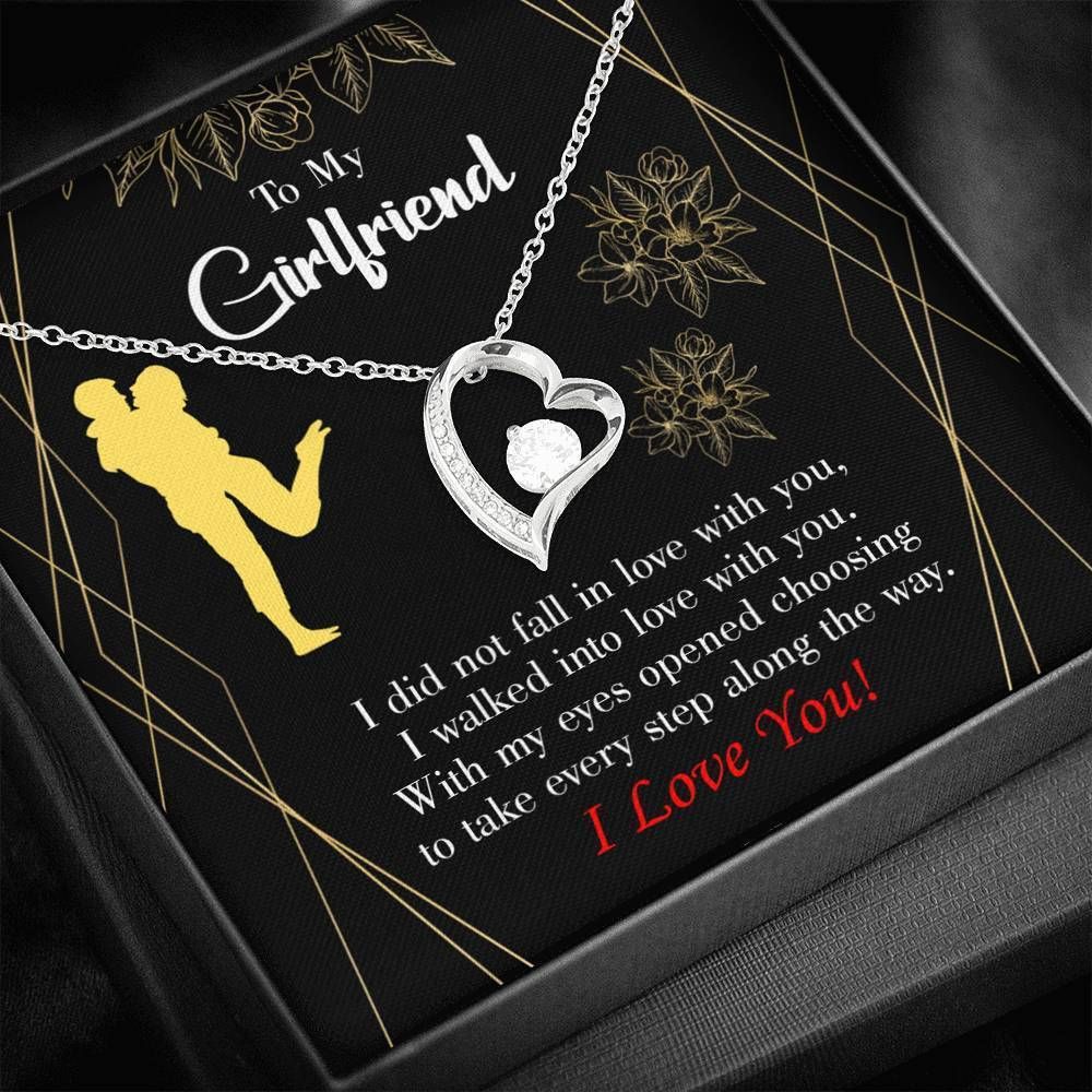 Girlfriend Birthday Gift Walked Into Love 18k White Gold Forever Love Necklace