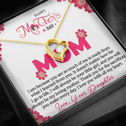 Happy Mother's Day To Mom From Daughter All My Heart Forever Love Necklace