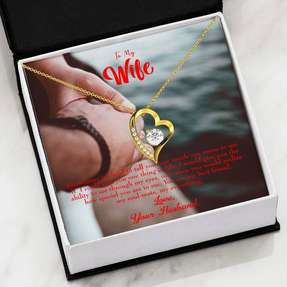 18K Gold Forever Love Necklace Gift For Wife Sometimes It's Hard Forever Love Necklace Forever Love Necklace