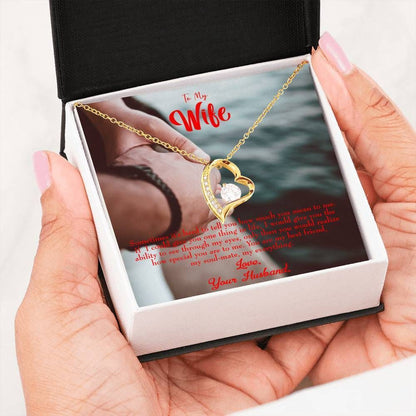 18K Gold Forever Love Necklace Gift For Wife Sometimes It's Hard Forever Love Necklace Forever Love Necklace