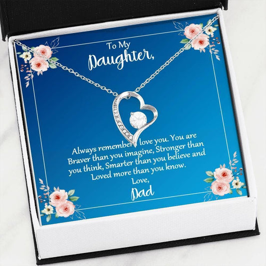 Gift For Daughter Always Remember I Love You 14k White Gold Forever Love Necklace