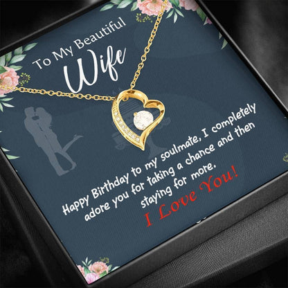 Happy Birthday To My Soulmate Gift For Wife 14K White Gold Forever Love Necklace