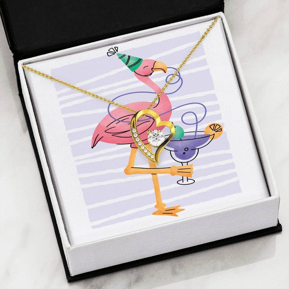 Birthday Party Flamingo 18K Gold Forever Love Necklace Gift For Women Forever Love Necklace Forever Love Necklace