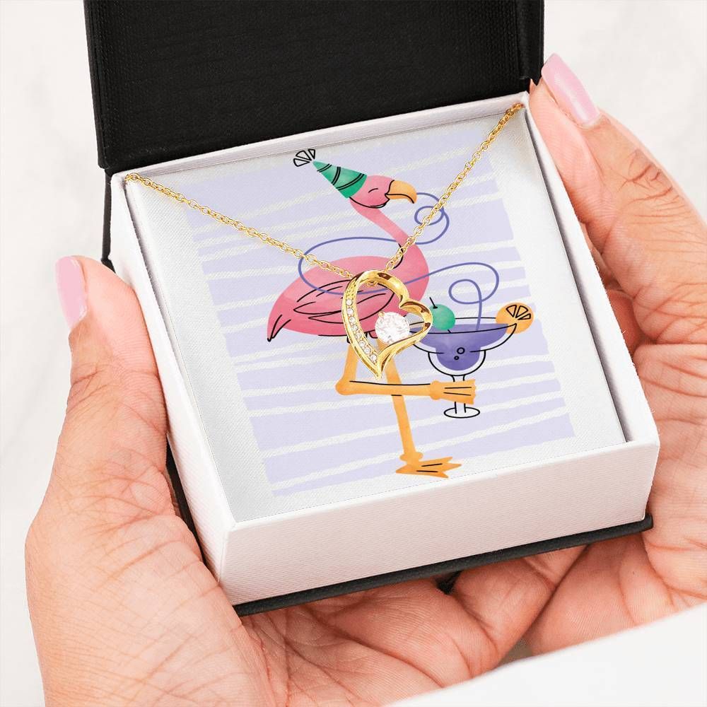 Birthday Party Flamingo 18K Gold Forever Love Necklace Gift For Women Forever Love Necklace Forever Love Necklace