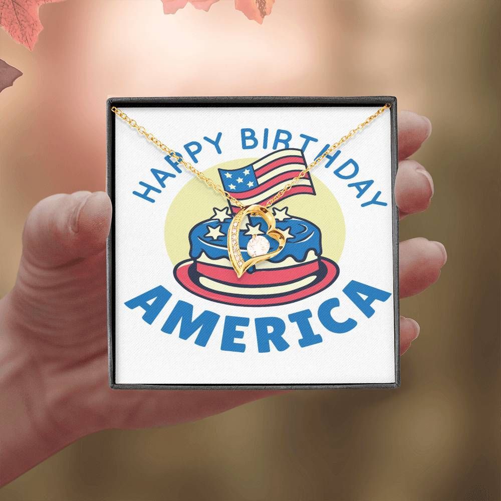 Happy Birthday America 18K Gold Forever Love Necklace