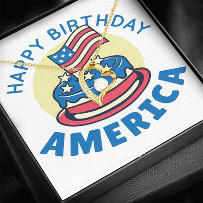 Happy Birthday America 18K Gold Forever Love Necklace