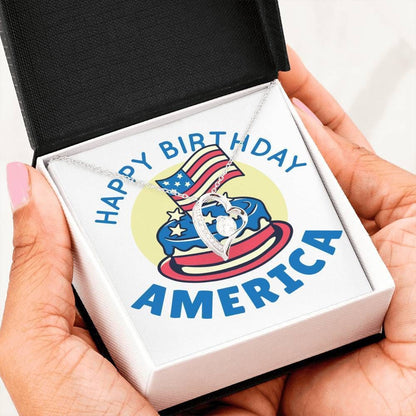 Happy Birthday America 18K Gold Forever Love Necklace