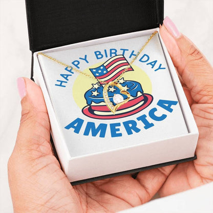 Happy Birthday America 18K Gold Forever Love Necklace