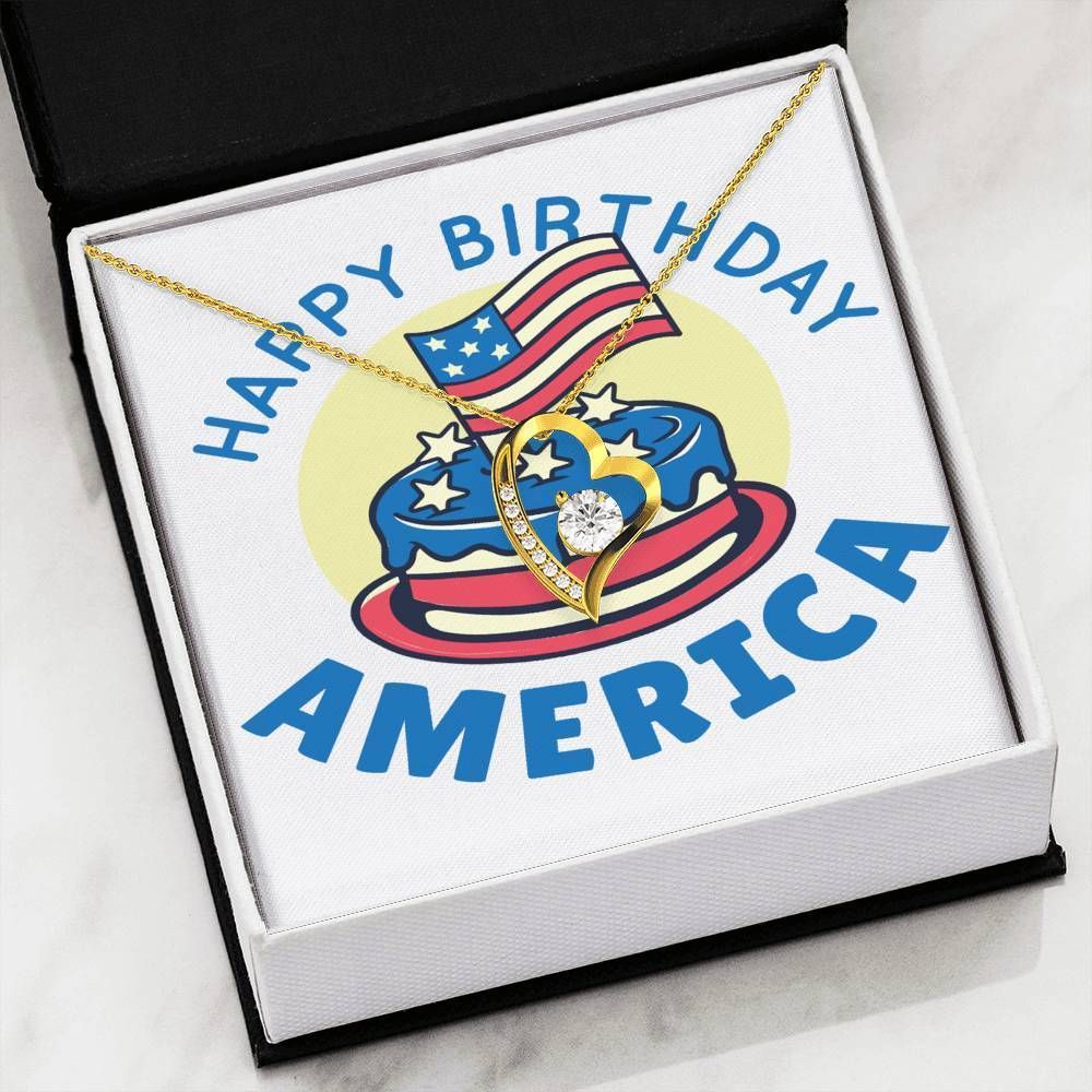 Happy Birthday America 18K Gold Forever Love Necklace