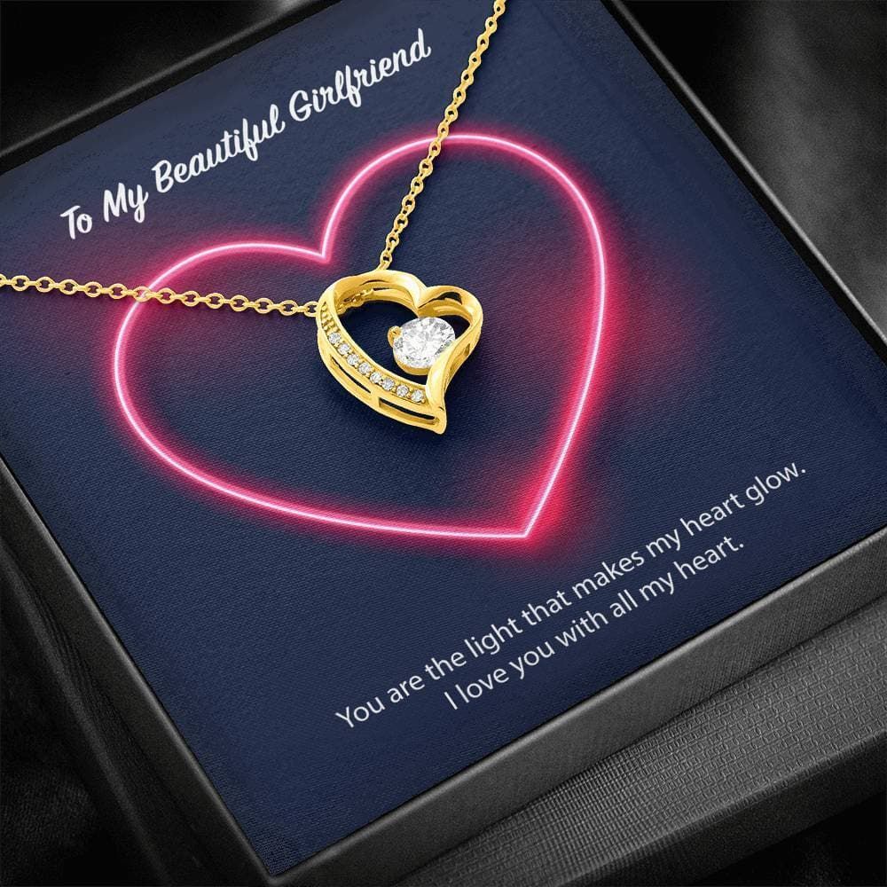 18k Gold Forever Love Necklace Gift For Her Neon Heart Love You