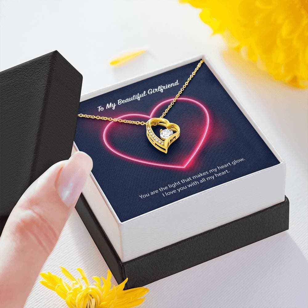 18k Gold Forever Love Necklace Gift For Her Neon Heart Love You