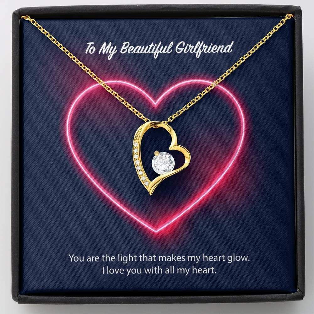 18k Gold Forever Love Necklace Gift For Her Neon Heart Love You