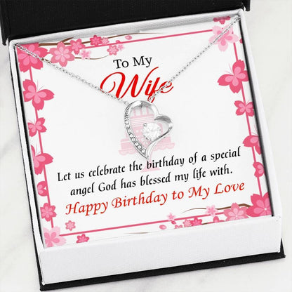 God Has Blessed My Life With Gift For Wife 14K White Gold Forever Love Necklace