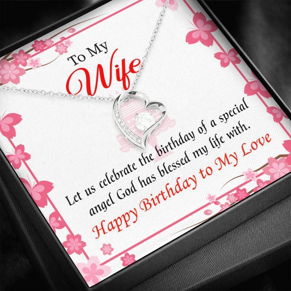 God Has Blessed My Life With Gift For Wife 14K White Gold Forever Love Necklace