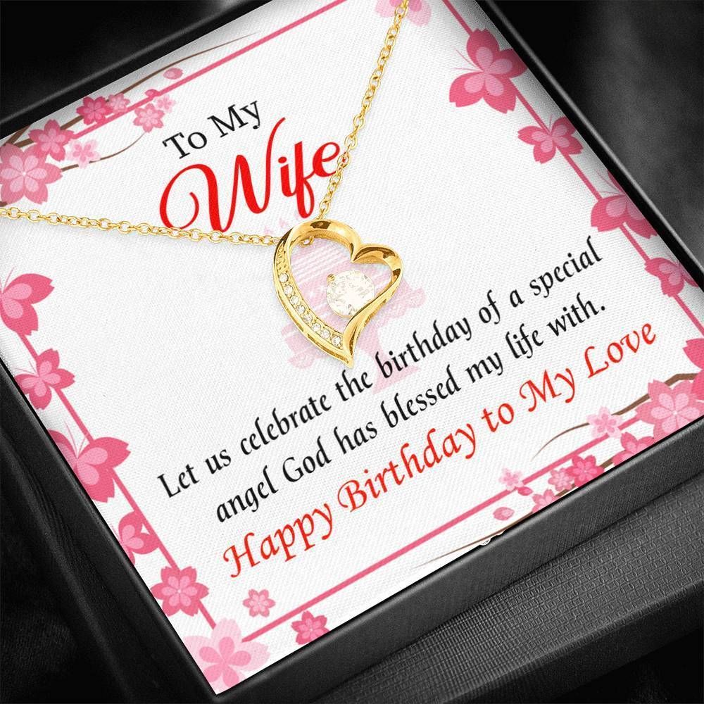 God Has Blessed My Life With Gift For Wife 14K White Gold Forever Love Necklace