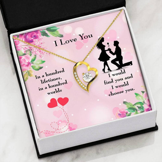 Gift For Her I Would Find You 18k Gold Forever Love Necklace