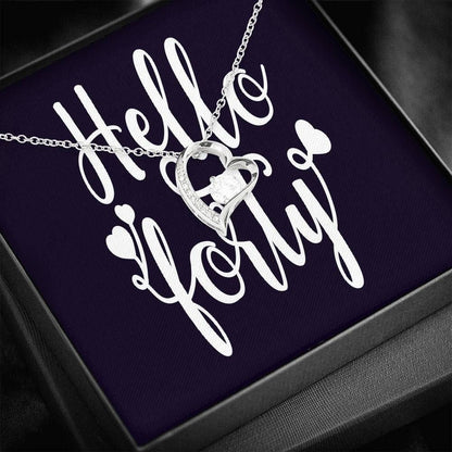 Hello Forty Birthday Gift 18K Gold Forever Love Necklace