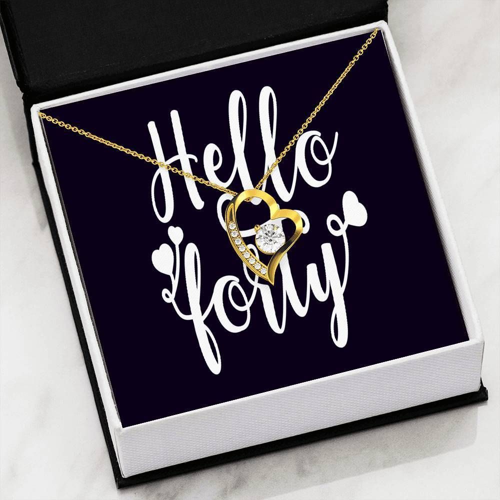 Hello Forty Birthday Gift 18K Gold Forever Love Necklace