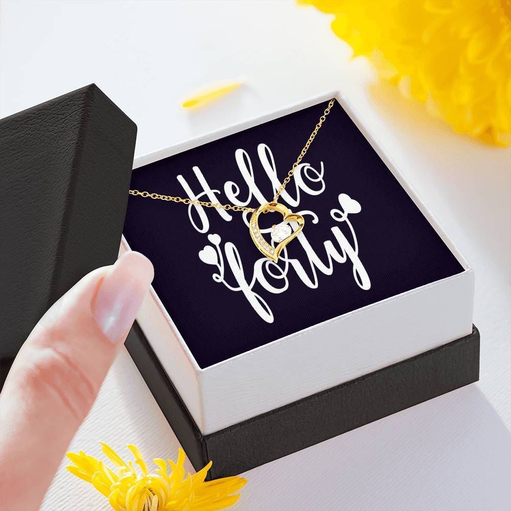 Hello Forty Birthday Gift 18K Gold Forever Love Necklace