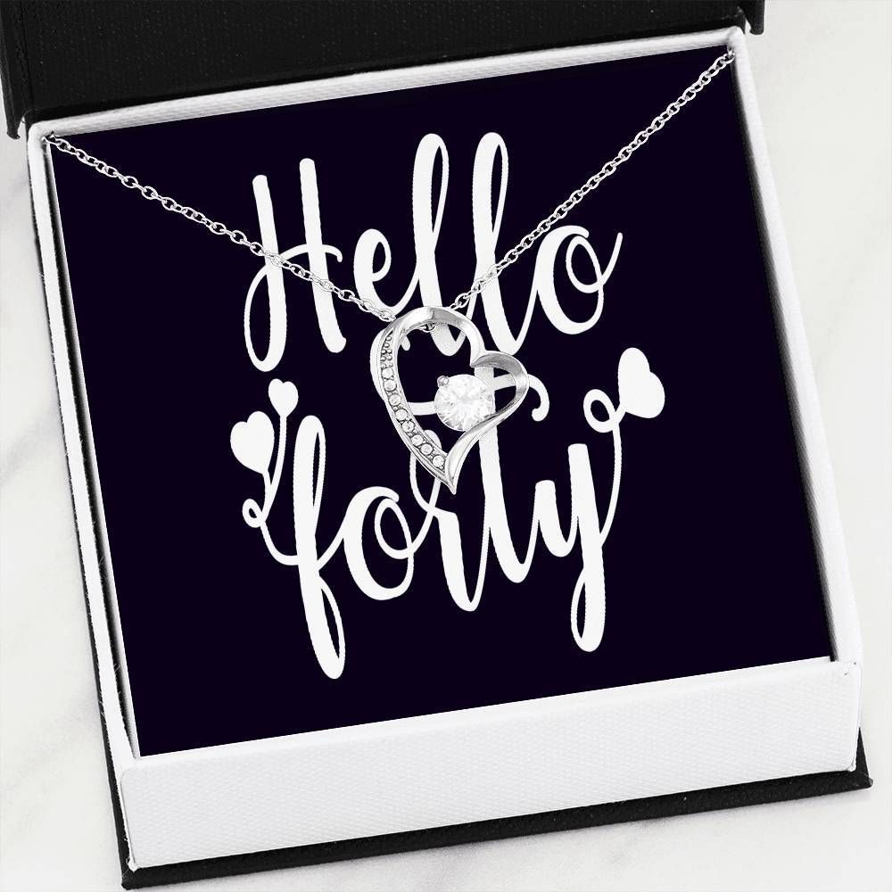 Hello Forty Birthday Gift 18K Gold Forever Love Necklace