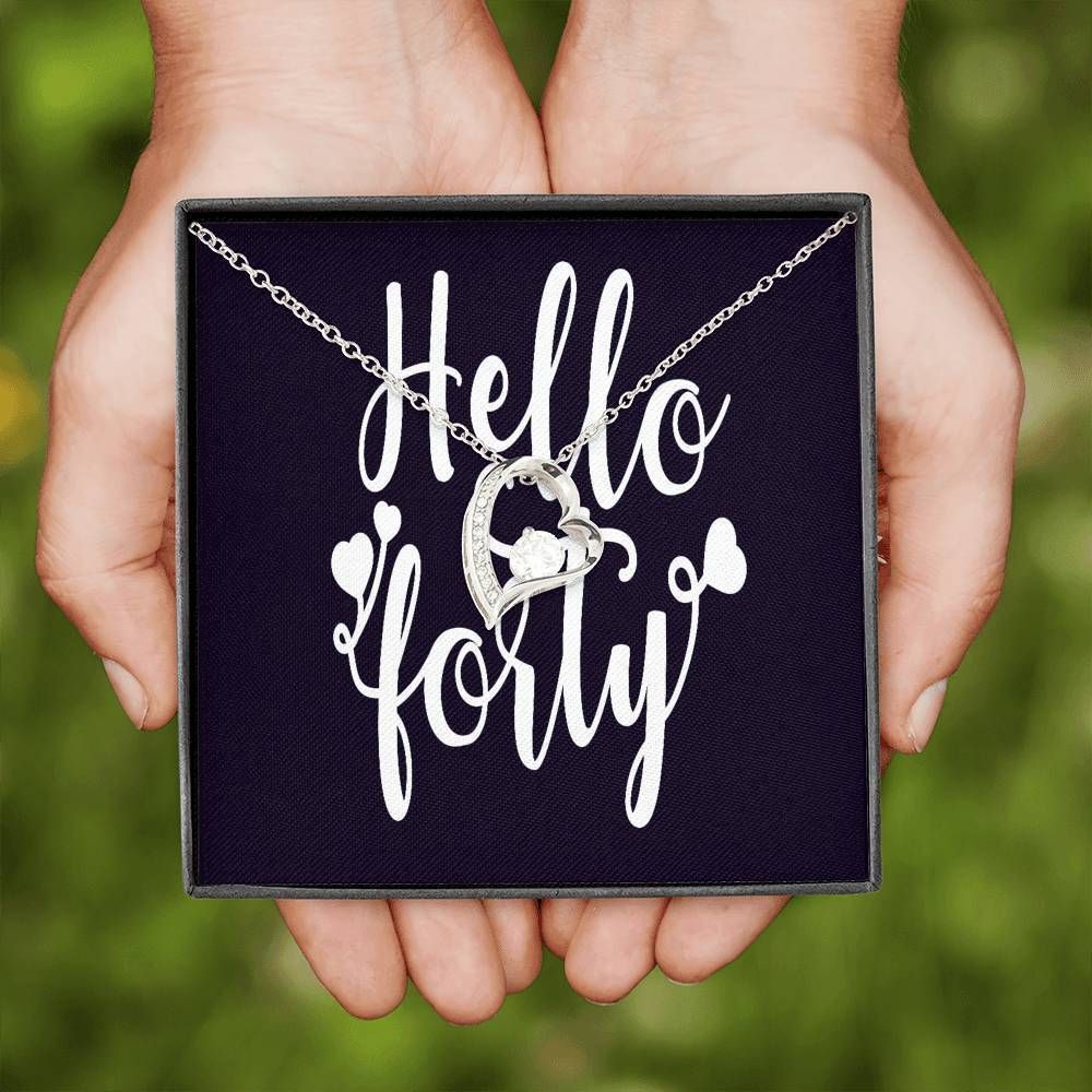 Hello Forty Birthday Gift 18K Gold Forever Love Necklace