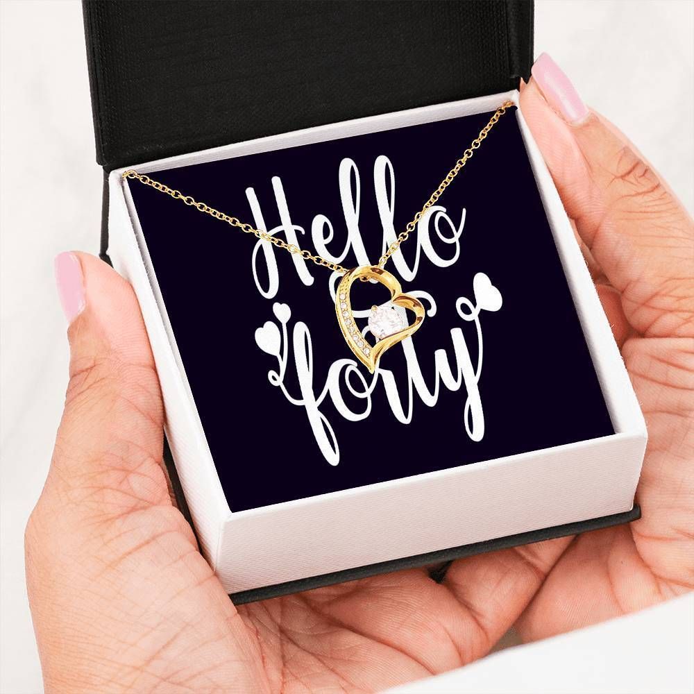 Hello Forty Birthday Gift 18K Gold Forever Love Necklace