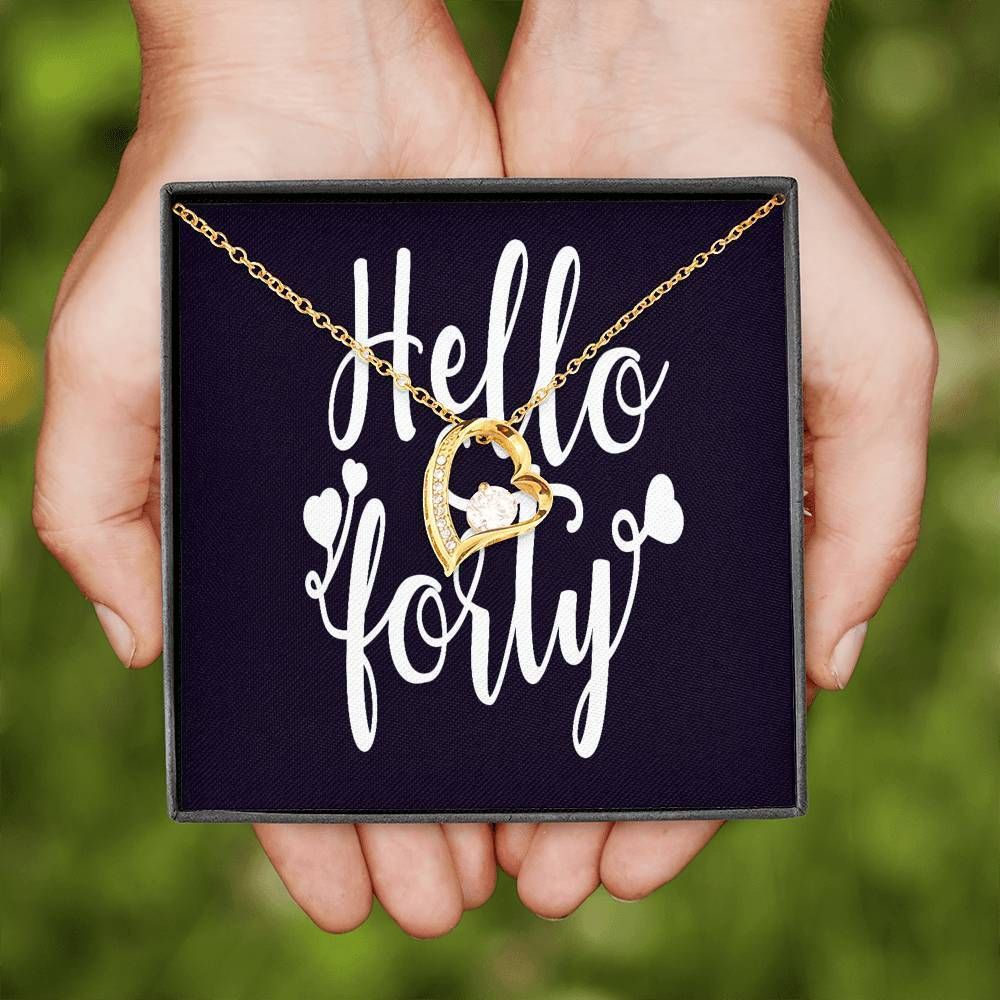 Hello Forty Birthday Gift 18K Gold Forever Love Necklace