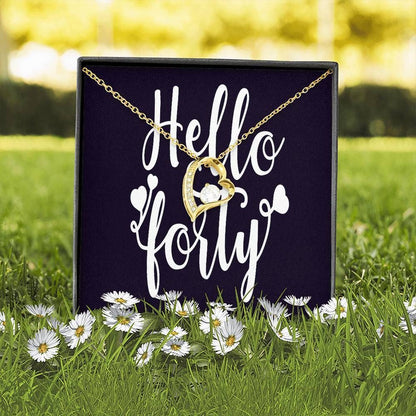 Hello Forty Birthday Gift 18K Gold Forever Love Necklace