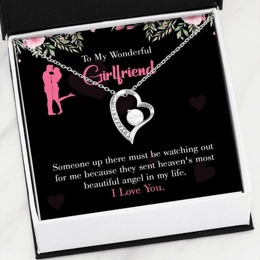 Gift For Girlfriend I Love You 14K White Gold Forever Love Necklace