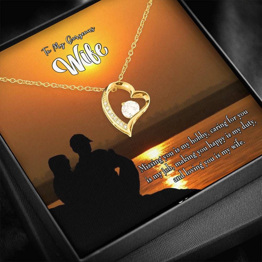 Gift For Wife Missing You Is My Hobby 18K Gold Forever Love Necklace